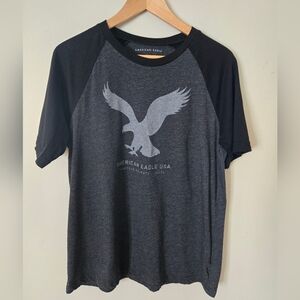 American Eagle Outfitters Charcoal and Black Eagle Tee